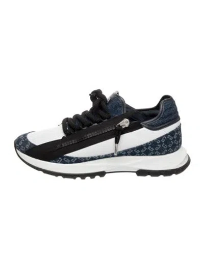 Pre-owned Givenchy Leather Graphic Print Sneakers In Blue