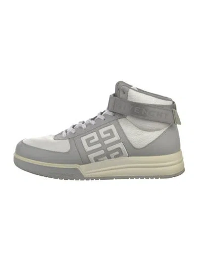 Pre-owned Givenchy Leather Graphic Print Sneakers In Grey/white