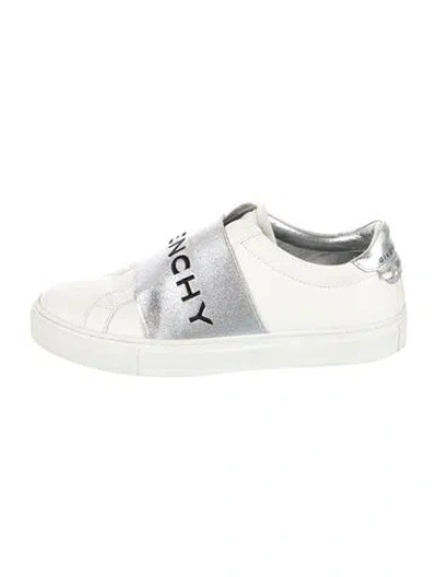 Pre-owned Givenchy Leather Graphic Print Sneakers In Grey/white