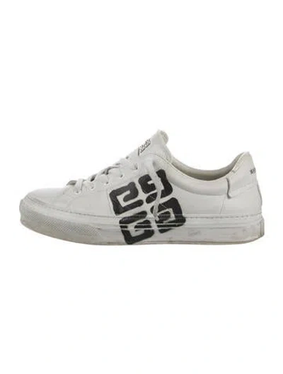 Pre-owned Givenchy Leather Graphic Print Sneakers In Neutrals