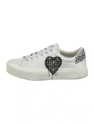 Pre-owned Givenchy Leather Graphic Print Sneakers In White