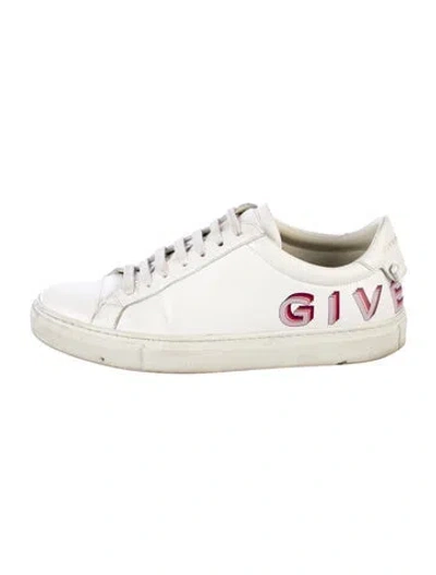 Pre-owned Givenchy Leather Graphic Print Sneakers In White