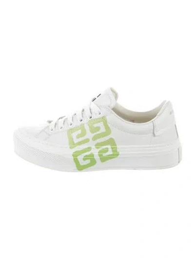 Pre-owned Givenchy Leather Graphic Print Sneakers In White
