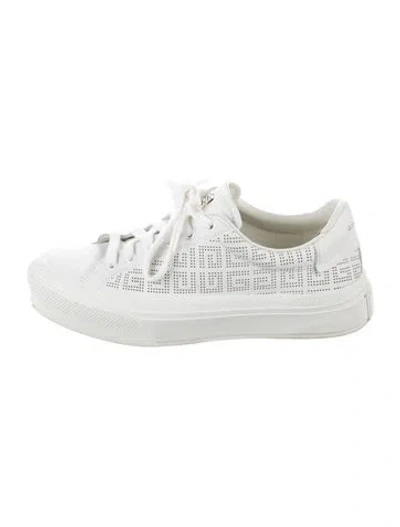Pre-owned Givenchy Leather Graphic Print Sneakers In White