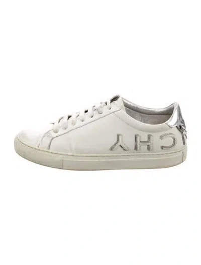 Pre-owned Givenchy Leather Graphic Print Sneakers In White