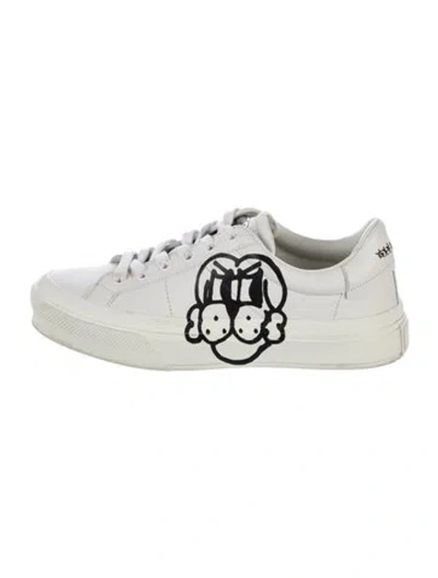 Pre-owned Givenchy Leather Graphic Print Sneakers In White