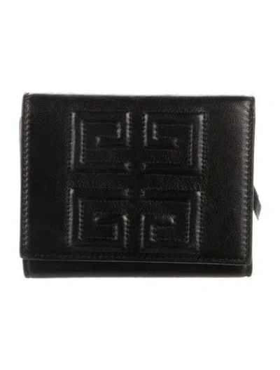 Pre-owned Givenchy Leather Graphic Print Wallet In Black