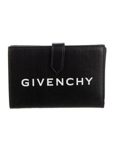 Pre-owned Givenchy Leather Graphic Print Wallet In Black