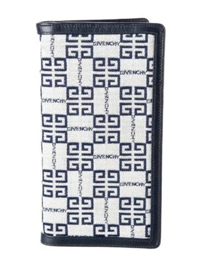 Pre-owned Givenchy Leather Graphic Print Wallet In Blue