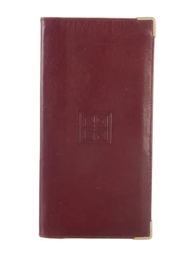 Pre-owned Givenchy Leather Graphic Print Wallet In Burgundy