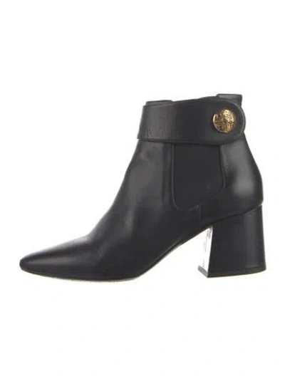 Pre-owned Givenchy Leather Grosgrain Trim Chelsea Boots In Black