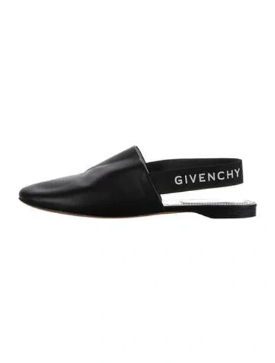 Pre-owned Givenchy Leather Grosgrain Trim Mules In Black