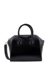 Givenchy Antigona Small Black Handbag With Laminated Logo In Hammered Leather Woman In Black