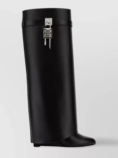 GIVENCHY LEATHER HIGH SHAFT BOOTS WITH LOCK DETAIL