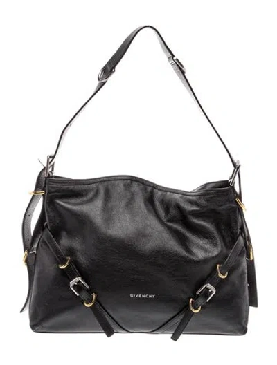 Pre-owned Givenchy Leather Hobo In Black