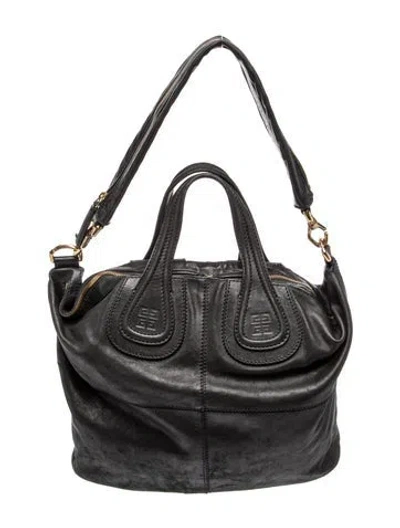 Pre-owned Givenchy Leather Hobo In Black