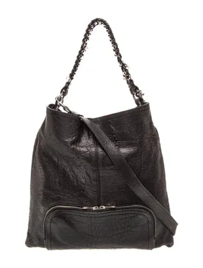 Pre-owned Givenchy Leather Hobo In Black