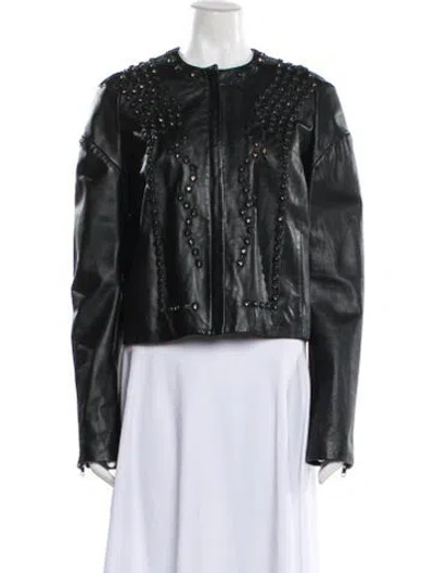 Pre-owned Givenchy Leather Jacket In Gray