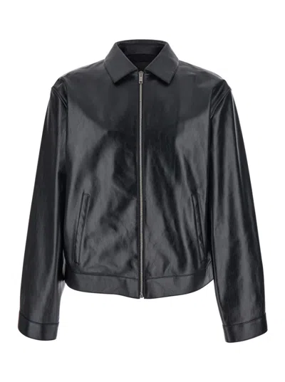 Givenchy Leather Jacket With Pointed Collar In Black