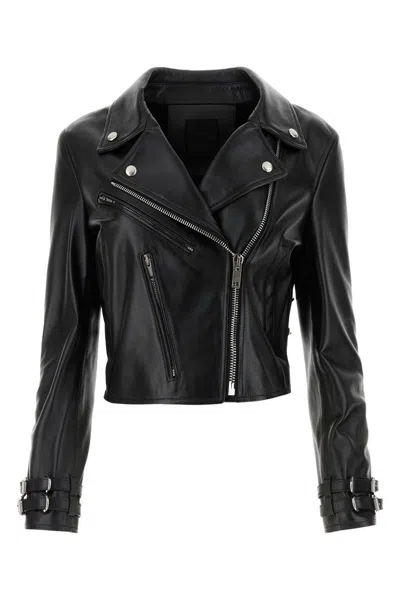 Givenchy Logo Leather Jacket In Black