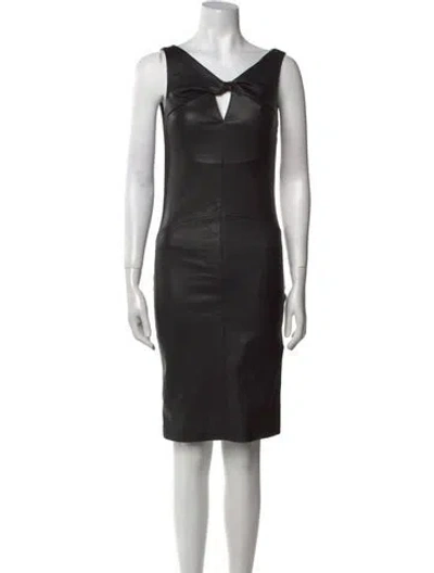 Pre-owned Givenchy Leather Knee-length Dress In Black