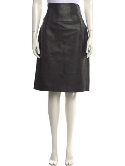 Pre-owned Givenchy Leather Knee-length Skirt In Black