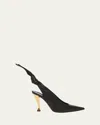 Givenchy Beauw Black Sling Pumps In Black Golden