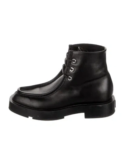 Pre-owned Givenchy Leather Lace-up Boots In Black