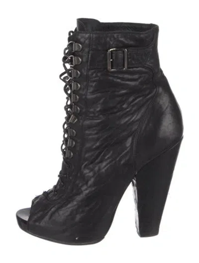 Pre-owned Givenchy Leather Lace-up Boots In Black