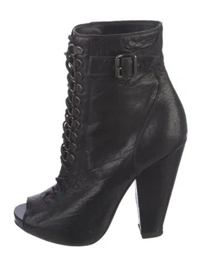 Pre-owned Givenchy Leather Lace-up Boots In Black
