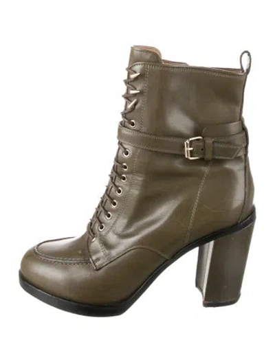 Pre-owned Givenchy Leather Lace-up Boots In Green