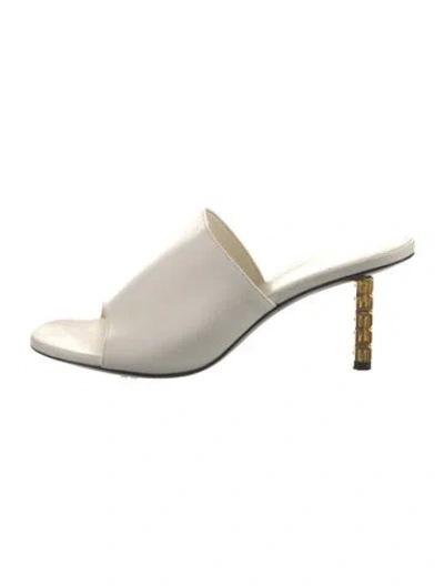 Pre-owned Givenchy Leather Lasercut Accents Slides In White
