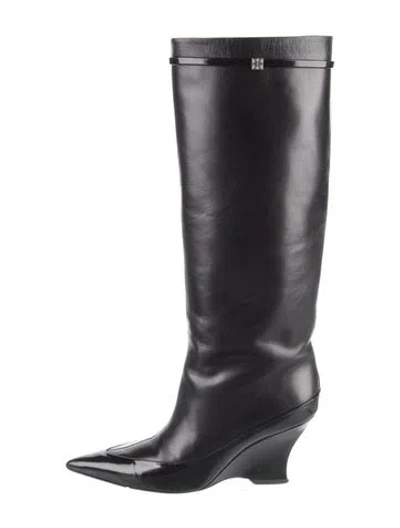 Pre-owned Givenchy Leather Leather Trim Embellishment Boots In Black