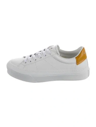 Pre-owned Givenchy Leather Leather Trim Embellishment Sneakers W/ Tags In White