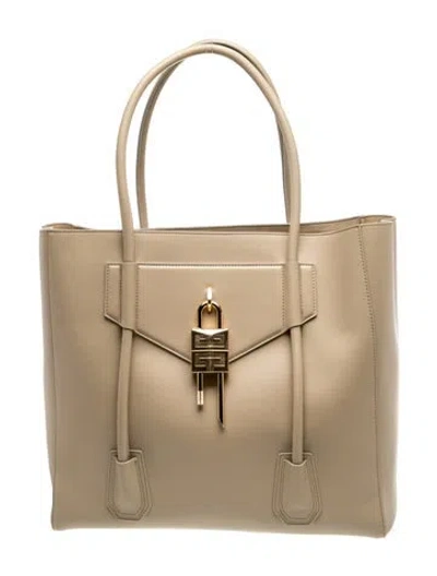 Pre-owned Givenchy Leather Lock Shopper Medium In Neutrals