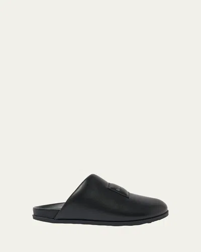 Givenchy Label Flat Mules In Black Nappa Leather Women In Multi