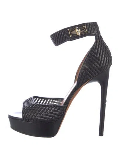 Pre-owned Givenchy Leather Mesh Accents Sandals In Black