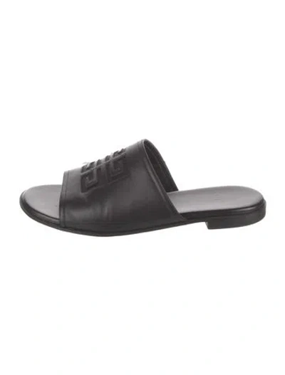 Pre-owned Givenchy Leather Mesh Accents Slides In Black