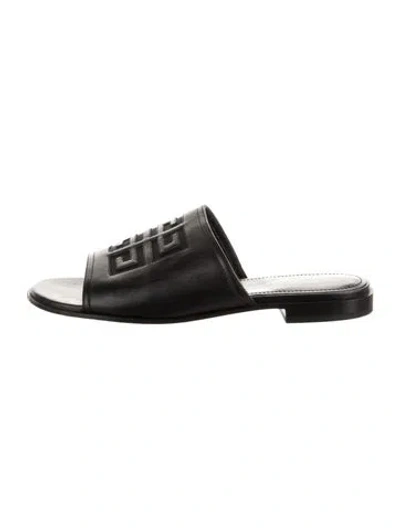 Pre-owned Givenchy Leather Mesh Accents Slides In Black