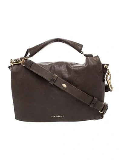 Pre-owned Givenchy Leather Messenger Bag In Gray