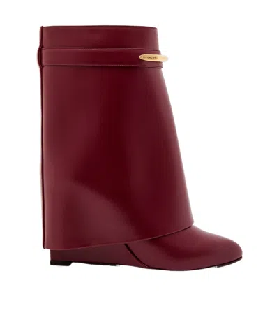 Givenchy Shark Pinch 90 Mid-calf Leather Boots In Burgundy