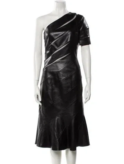 Pre-owned Givenchy Leather Midi Length Dress In Black
