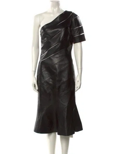 Pre-owned Givenchy Leather Midi Length Dress W/ Tags In Black