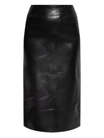 Givenchy Leather Midi Skirt In Black