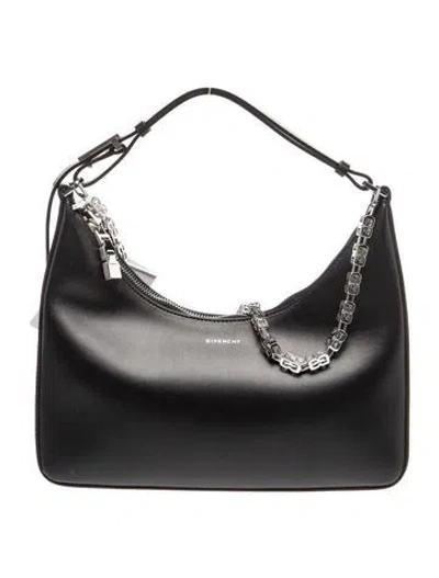 Pre-owned Givenchy Leather Moon Cut-out Hobo Small In Black