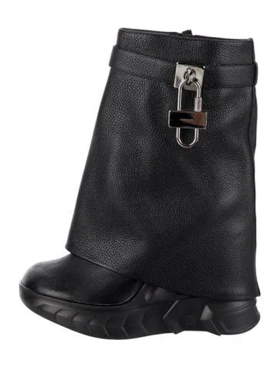 Pre-owned Givenchy Leather Moto Boots In Black