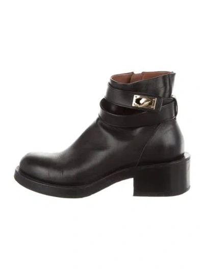 Pre-owned Givenchy Leather Moto Boots In Black