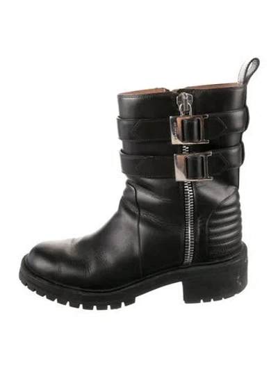 Pre-owned Givenchy Leather Moto Boots In Black