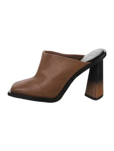 Pre-owned Givenchy Leather Mules In Brown