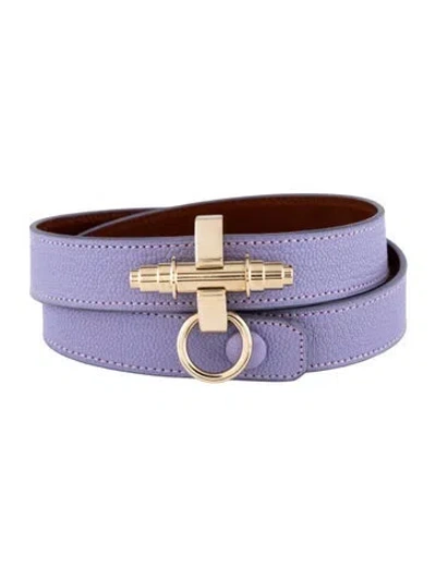 Pre-owned Givenchy Leather Obsedia Triple Wrap Bracelet In Purple